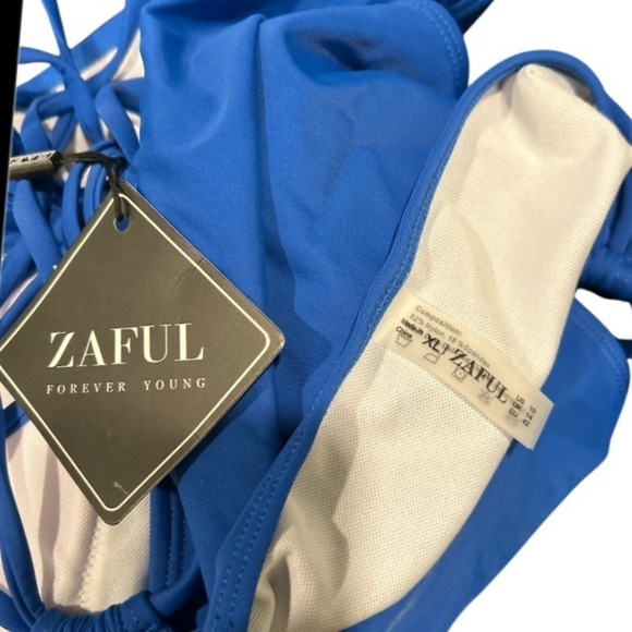 Zaful Royal Blue One Piece Swimsuit Tie Side Cut Out Monokini size 10 - Picture 3 of 5